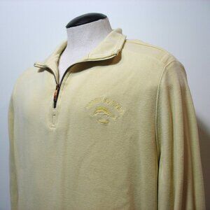 Tommy Bahama Relax Mens Yellow Long Sleeve 1/4 Zip Pullover Cotton Sweater Large